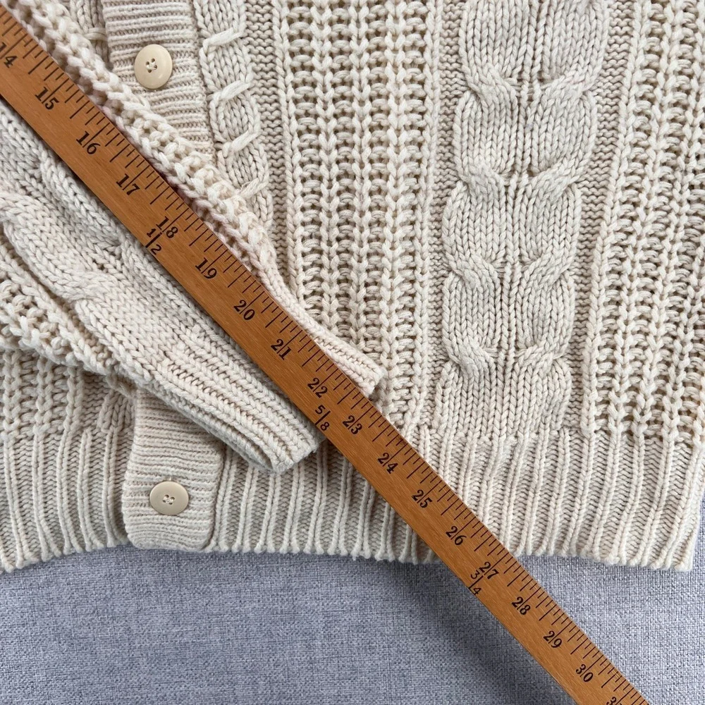 VTG 90s Knights Bridge Cable‎ Knit Fisherman Cardigan Men Large Cream Cozy Ivy